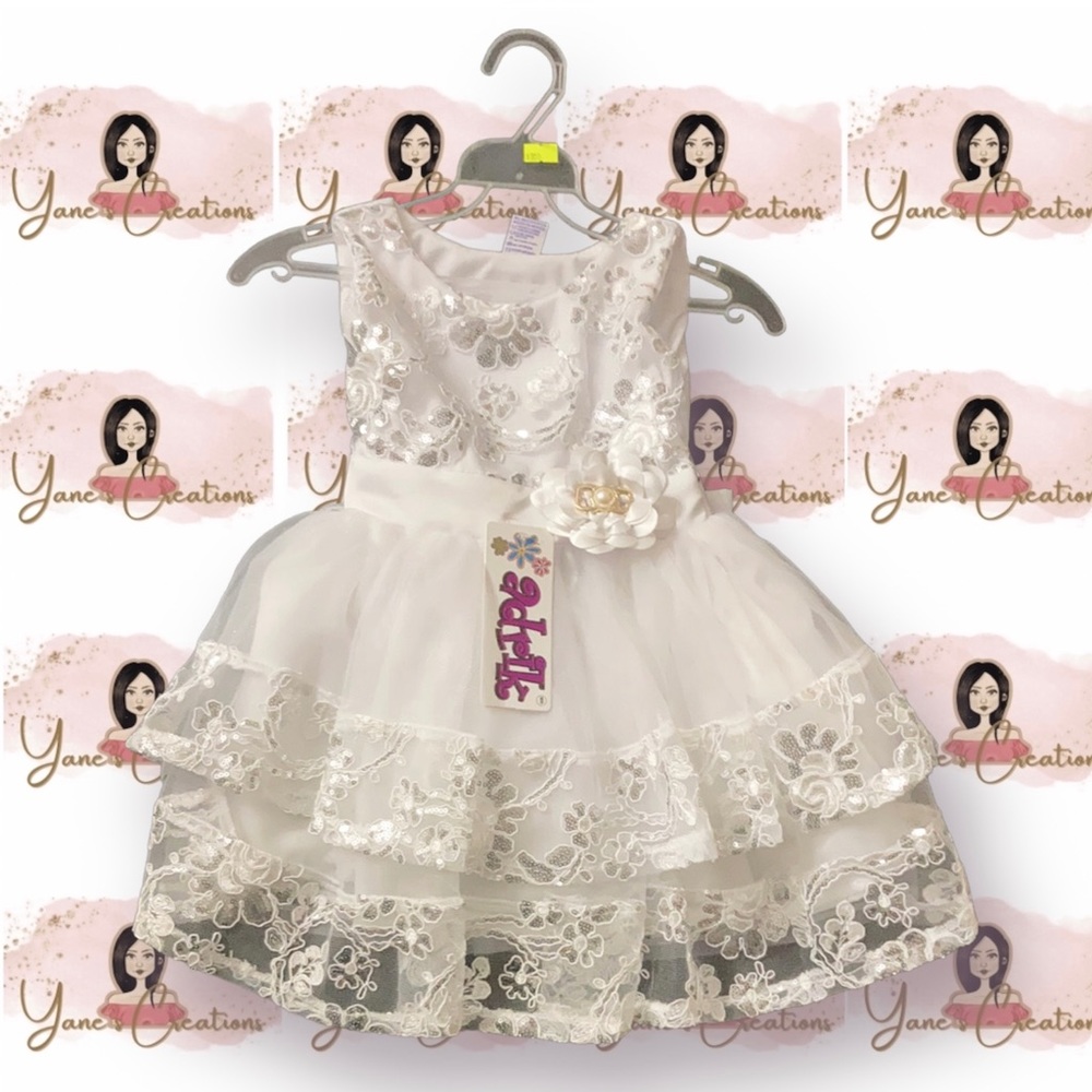 White and silver sequin dress